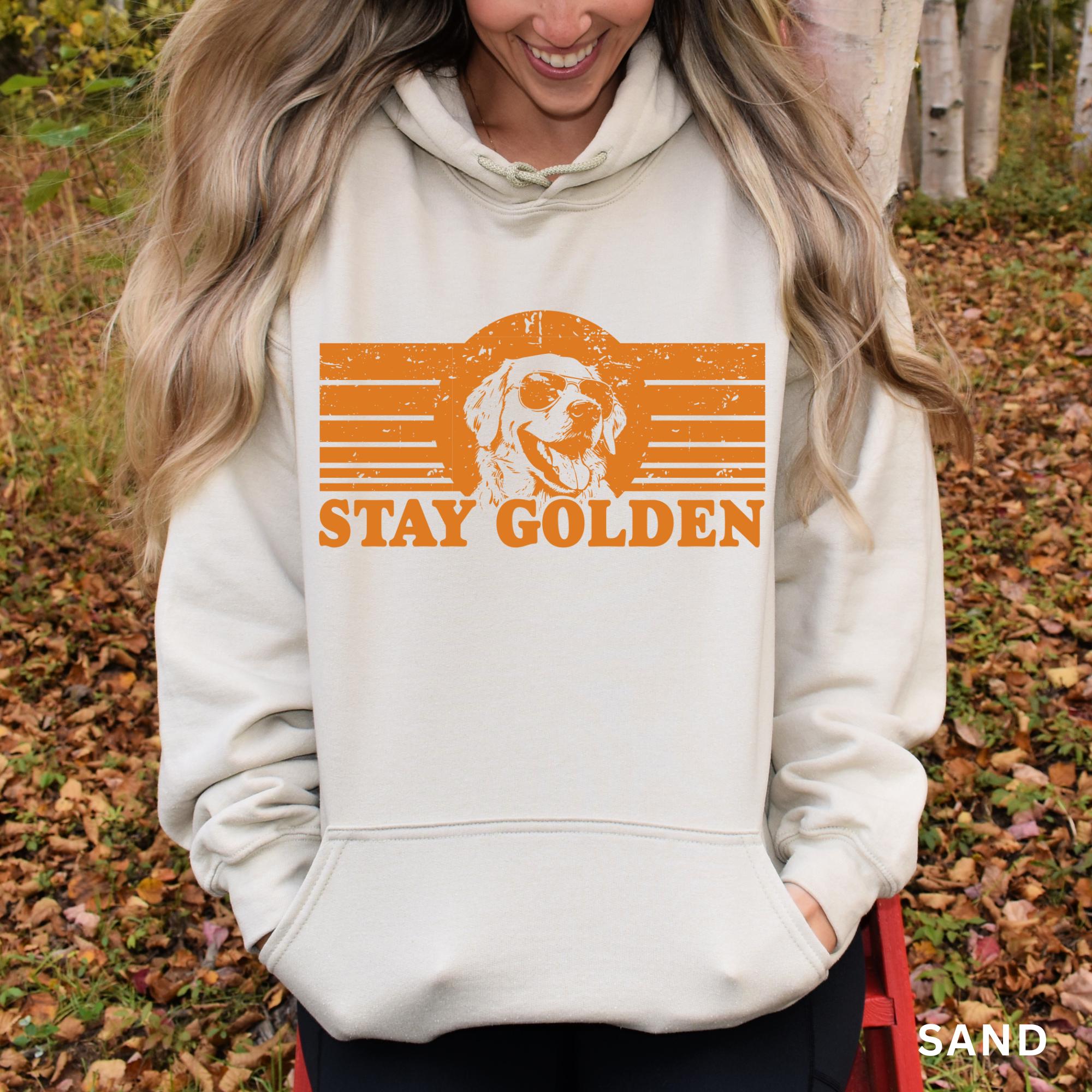 Stay Golden Hoodie Funny Golden Retriever Shirt, Unisex Retro Dog Lover Hoodie