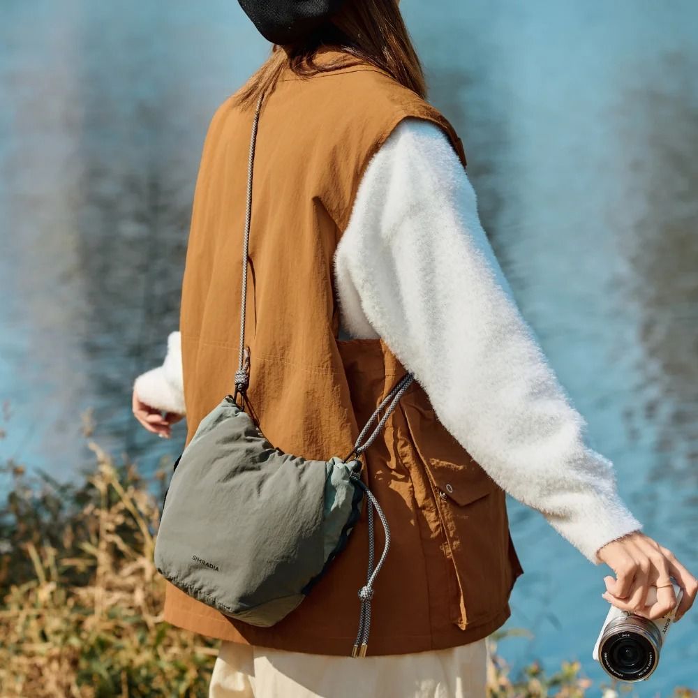 Canvas DSLR Camera Bag Mountain Style Drawstring Shoulder Bag