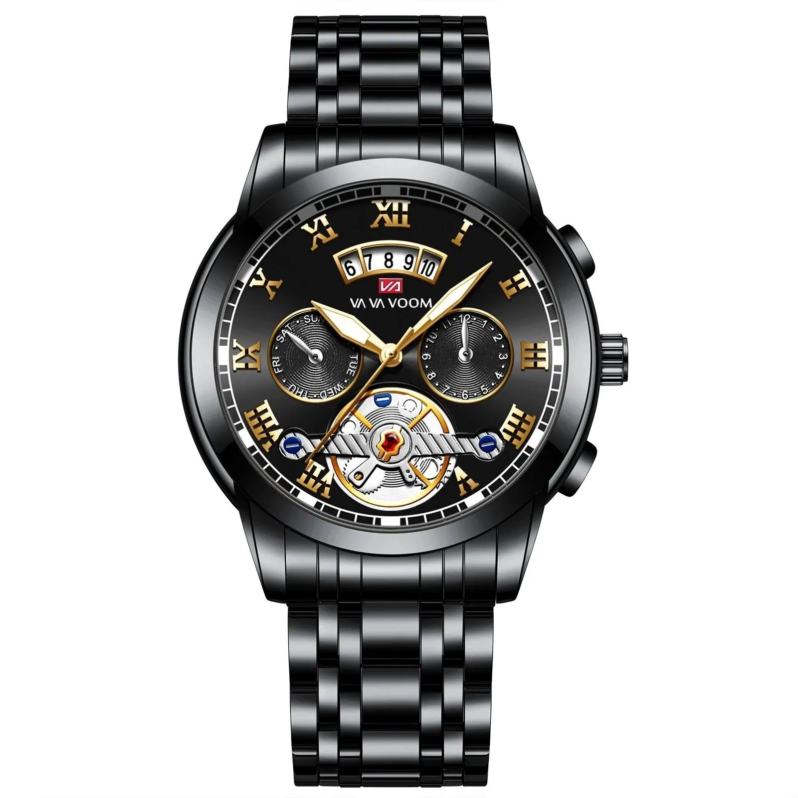 Luxury Stainless Steel Mens Watch with Luminescent Display