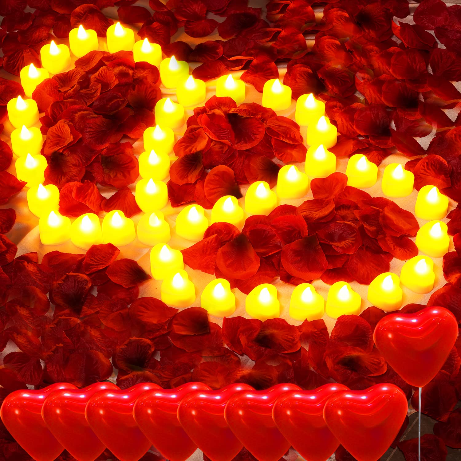 Romantic Flameless Rose Petal Tea Lights for Anniversary Wedding Table Night Light