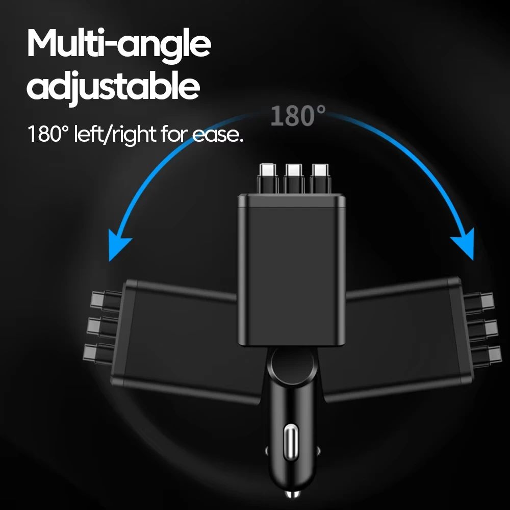 7 in 1 Retractable Car Charger 120W Fast Charging
