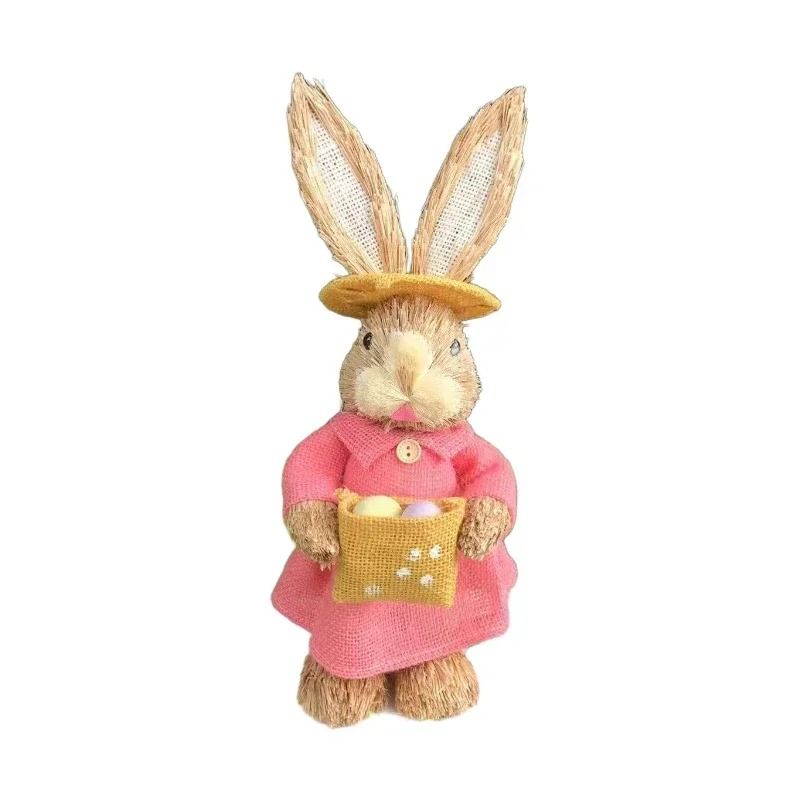 3D Handcrafted Cattail Easter Bunny | Eco-Friendly Woven Holiday Figurine