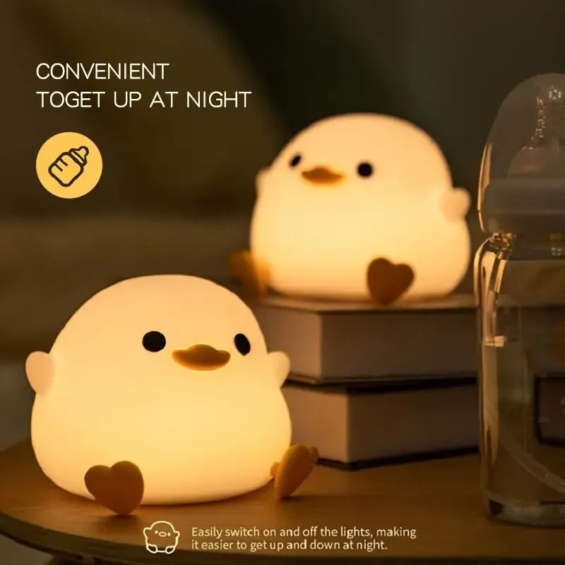 Creative Silicone Duck Night Light USB Charging Bean Shape