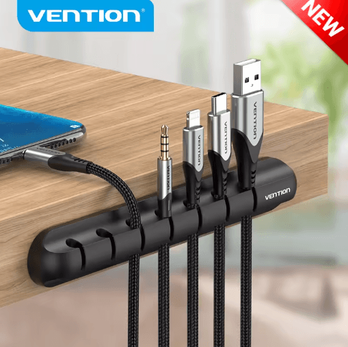 Vention Silicone Cable Organizer Plug Box with USB Cable Winder