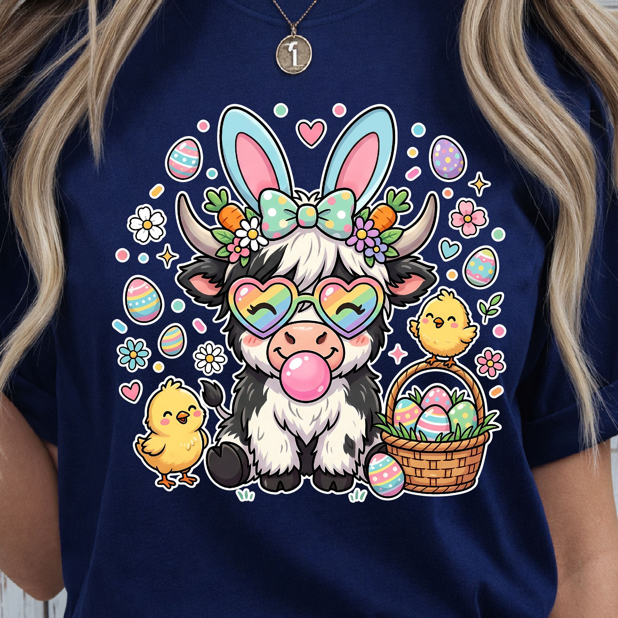 Highland Easter Cow Shirt, Easter Cow T-Shirt, Cute Easter Cow Tee