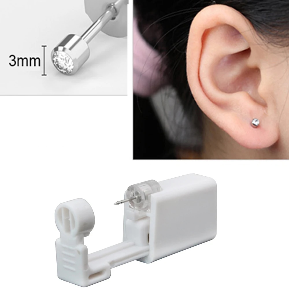 Disposable Sterile Ear Piercing Kit: Cartilage, Tragus, Helix Gun with No Pain - 1/2/4Pcs Piercer Tool & Stud Jewelry
