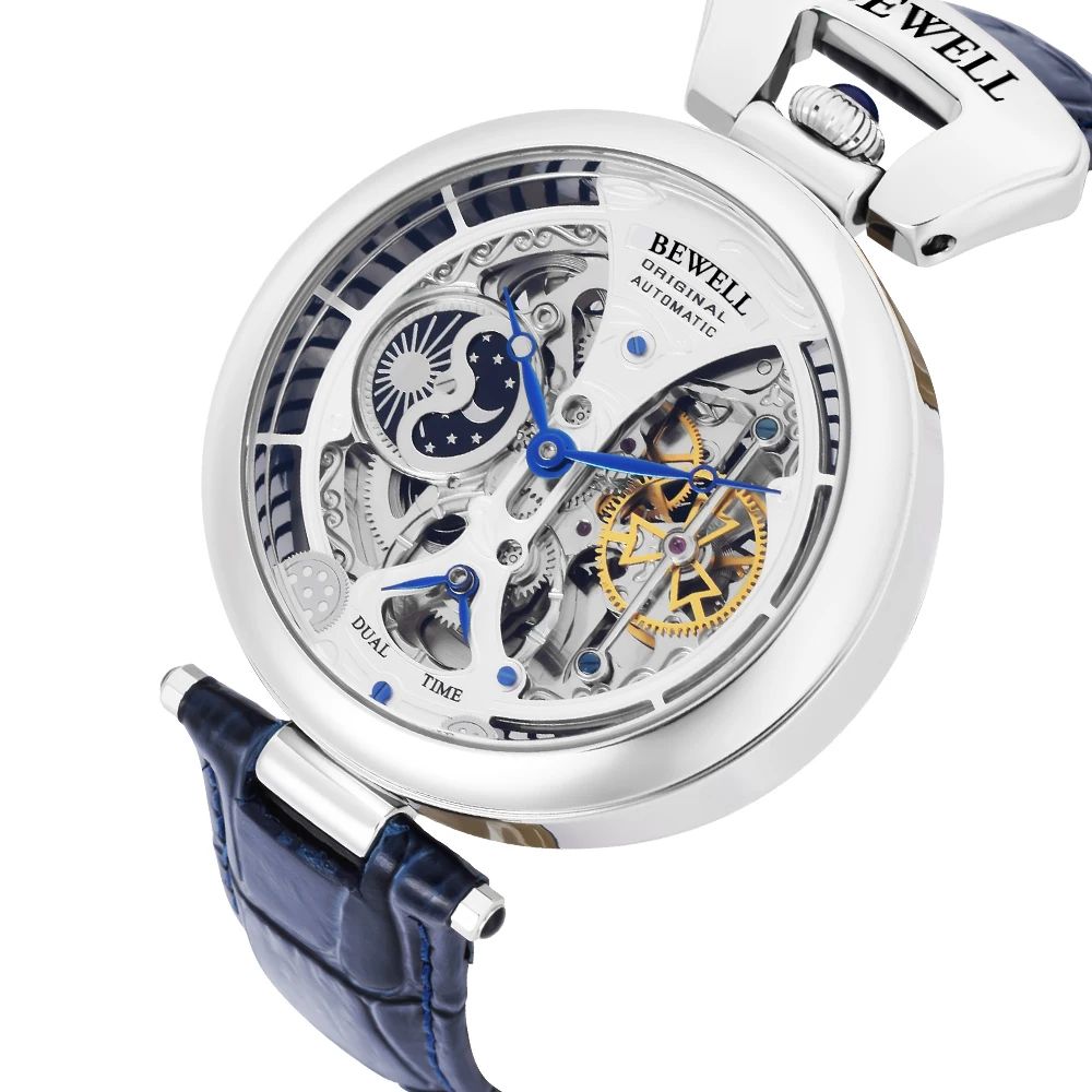 High-End Automatic Mechanical Men's Watch with Skeleton Dial & Leather Strap