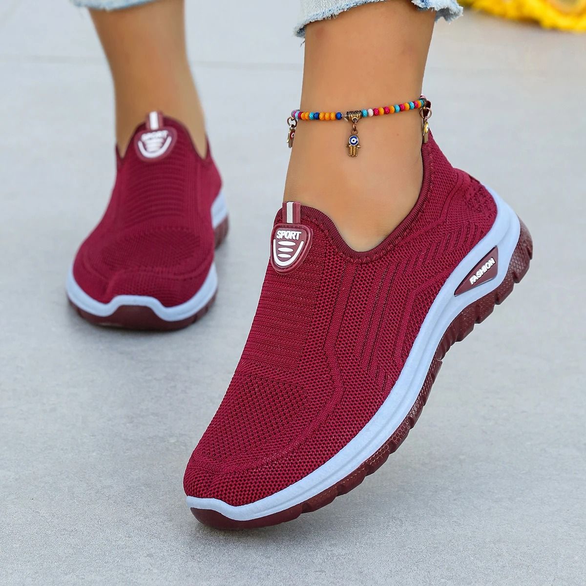 Breathable Slip On Woven Sneakers for Women Lightweight Everyday Comfort Shoes