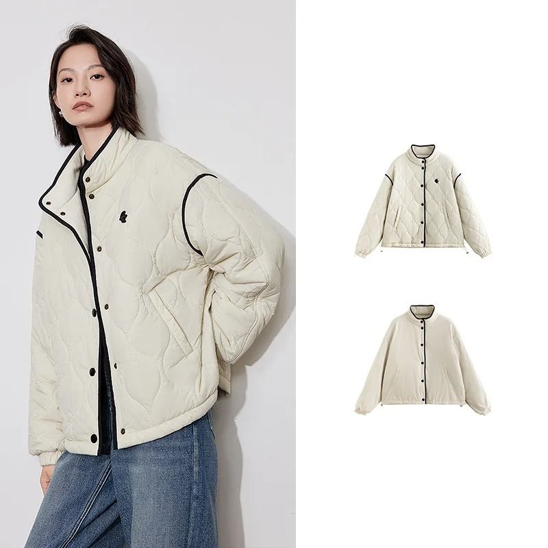 Elegant Contrasting Spliced Cotton Coat | Winter High-Fashion Outwear