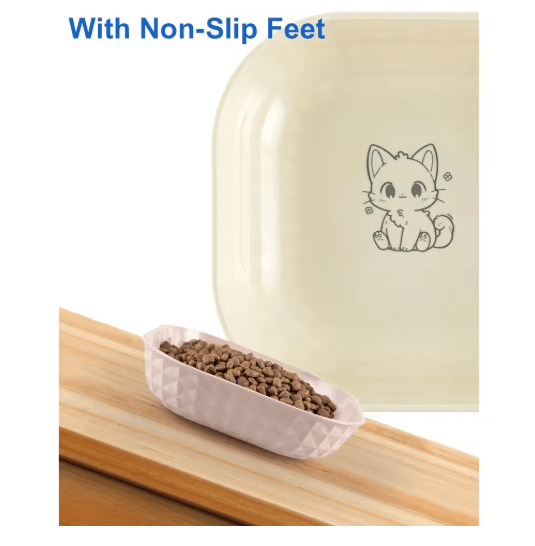 6PCS Non Slip Cat Bowls Set Shallow Whisker Relief Dishes with 5.5in Wet Food Plates