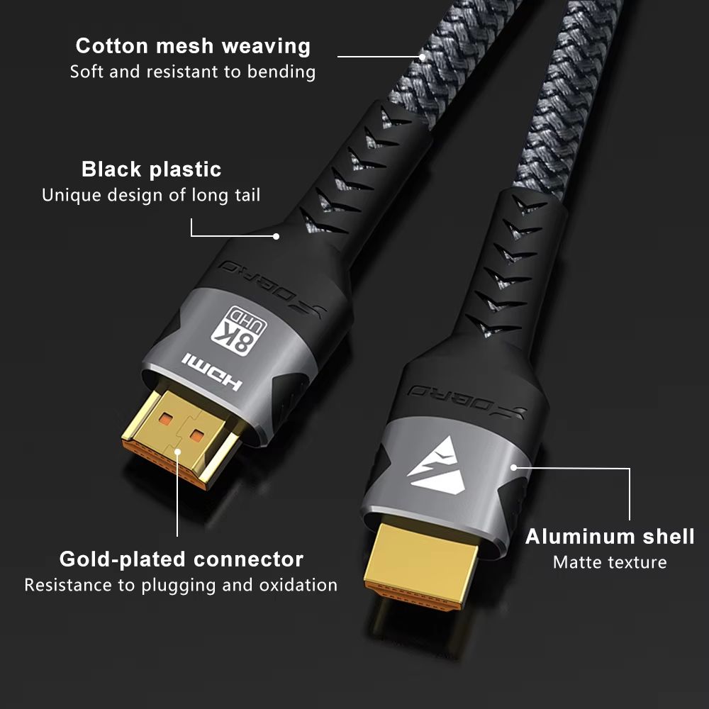Ultra-High-Speed HDMI 2.1 Braided Cable (4K at 120Hz | 8K a60Hz) – 48 Gbps Transfer | DTS:X | HDR10 | PS5 / Laptop Ready