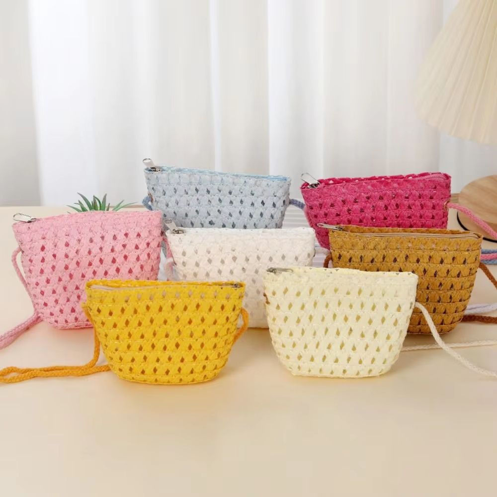 Mini Handwoven Straw Crossbody Bag for Women and Girls
