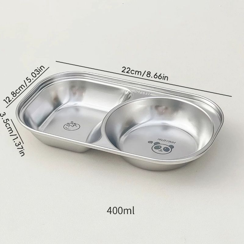 Stainless Steel Divided Salad Plate Stackable Kids Snack Dessert Plate