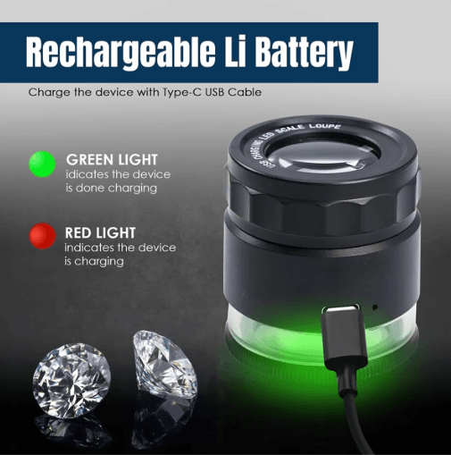 ABKY 10 Rechargeable Jewelers Loupe Magnifier with LED Light and Scale