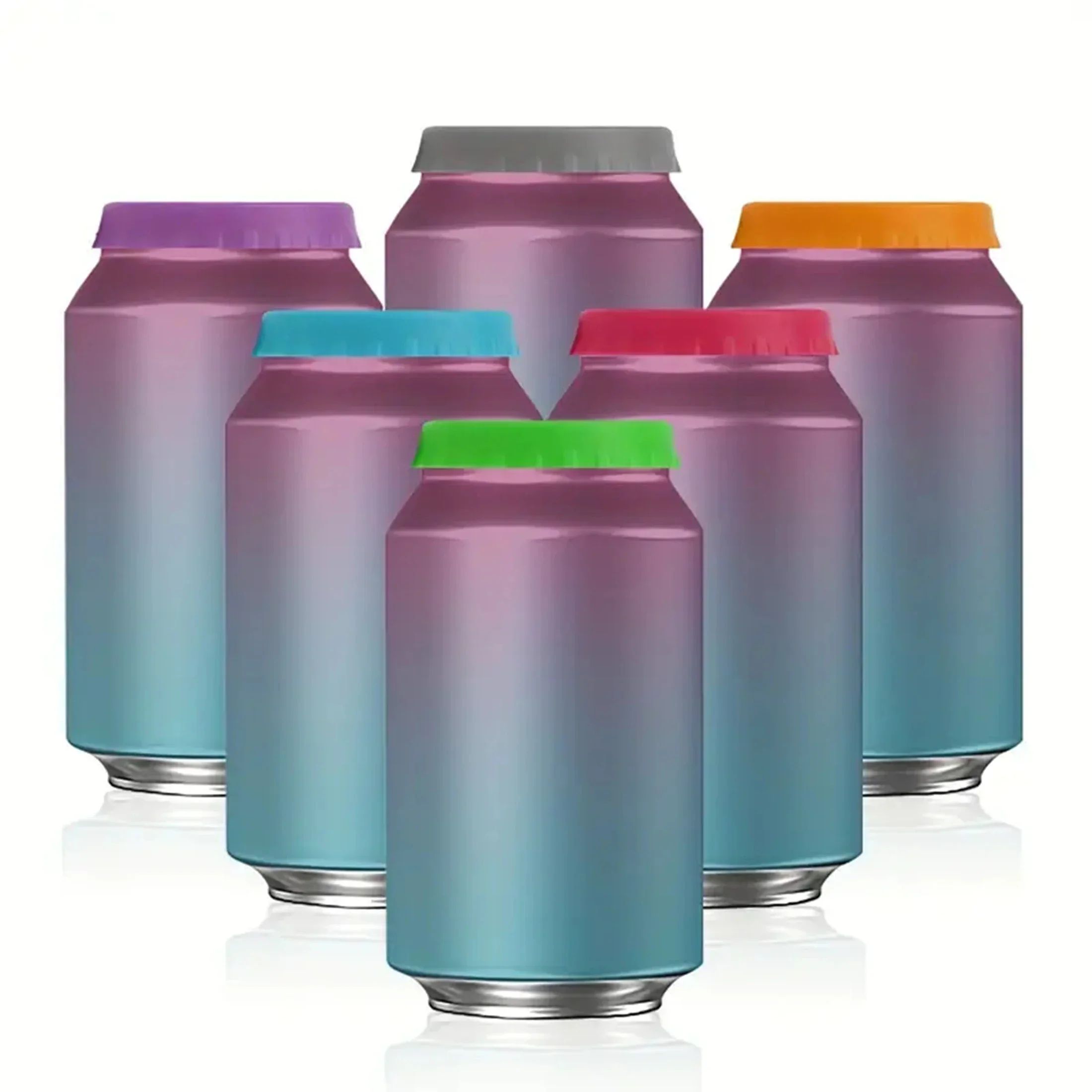 6Pcs Reusable Silicone Can Lids – Leak-Proof Soda & Beer Sealing Caps