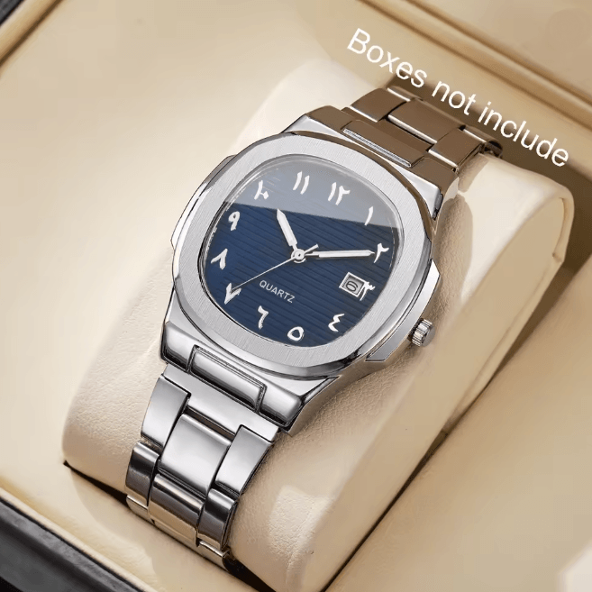 Luxury Square Dial Mens Quartz Watch Stainless Steel Business Style