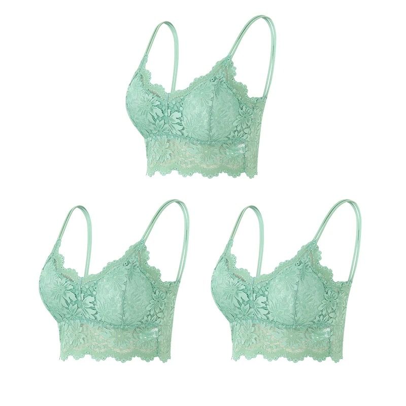 Elegance 3 Pack Lace Bralette Wireless Seamless Lingerie Top