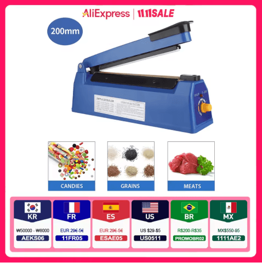SealPro 8 Inch Manual Impulse Heat Sealer for Plastic and Shrink Bags