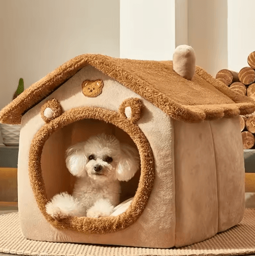 CozyFold Foldable Pet House – Warm Indoor Dog & Cat Winter Bed