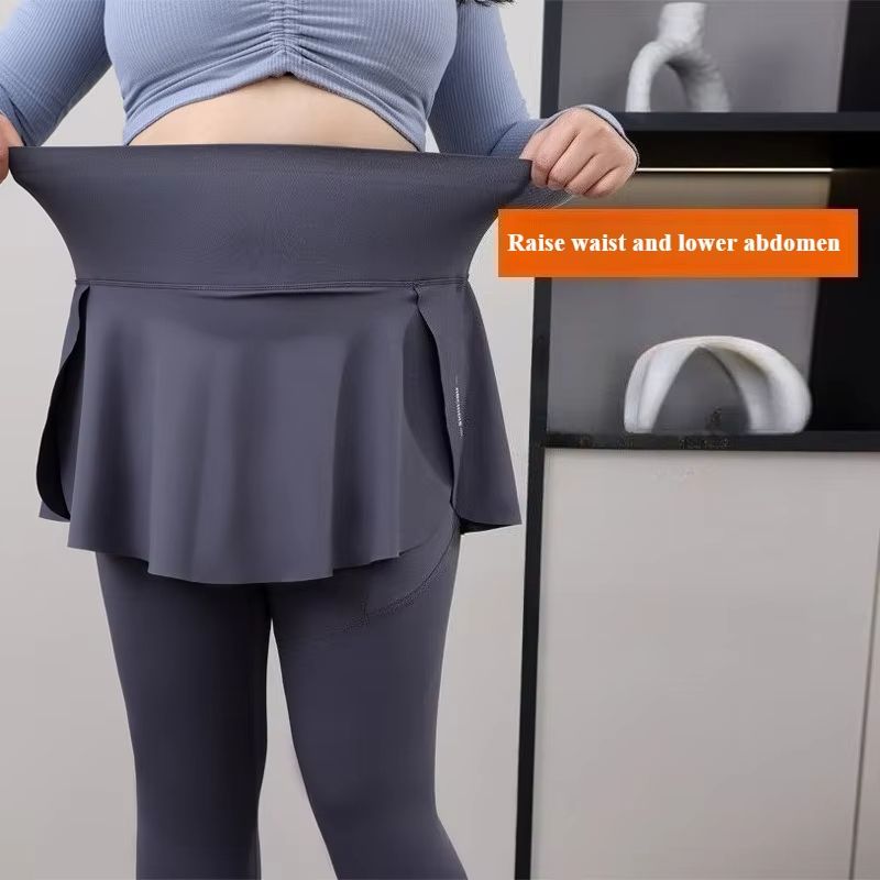 Plus Size High Waisted Skirt Leggings with Pockets for Yoga and Gym