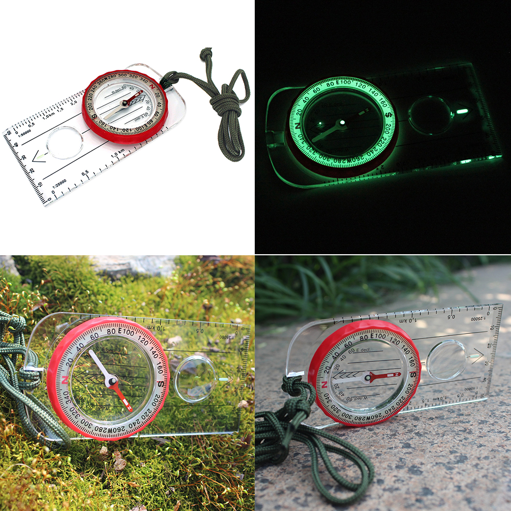 High Accuracy Waterproof Hiking Compass with Luminous Dial Shockproof Outdoor Navigation Tool