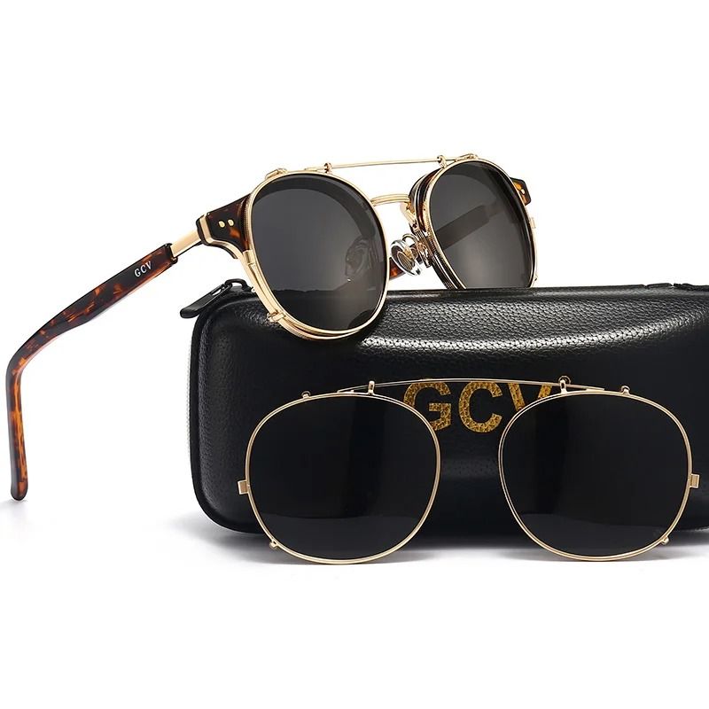 Double Layer Removable Lens Gothic Steampunk Sunglasses