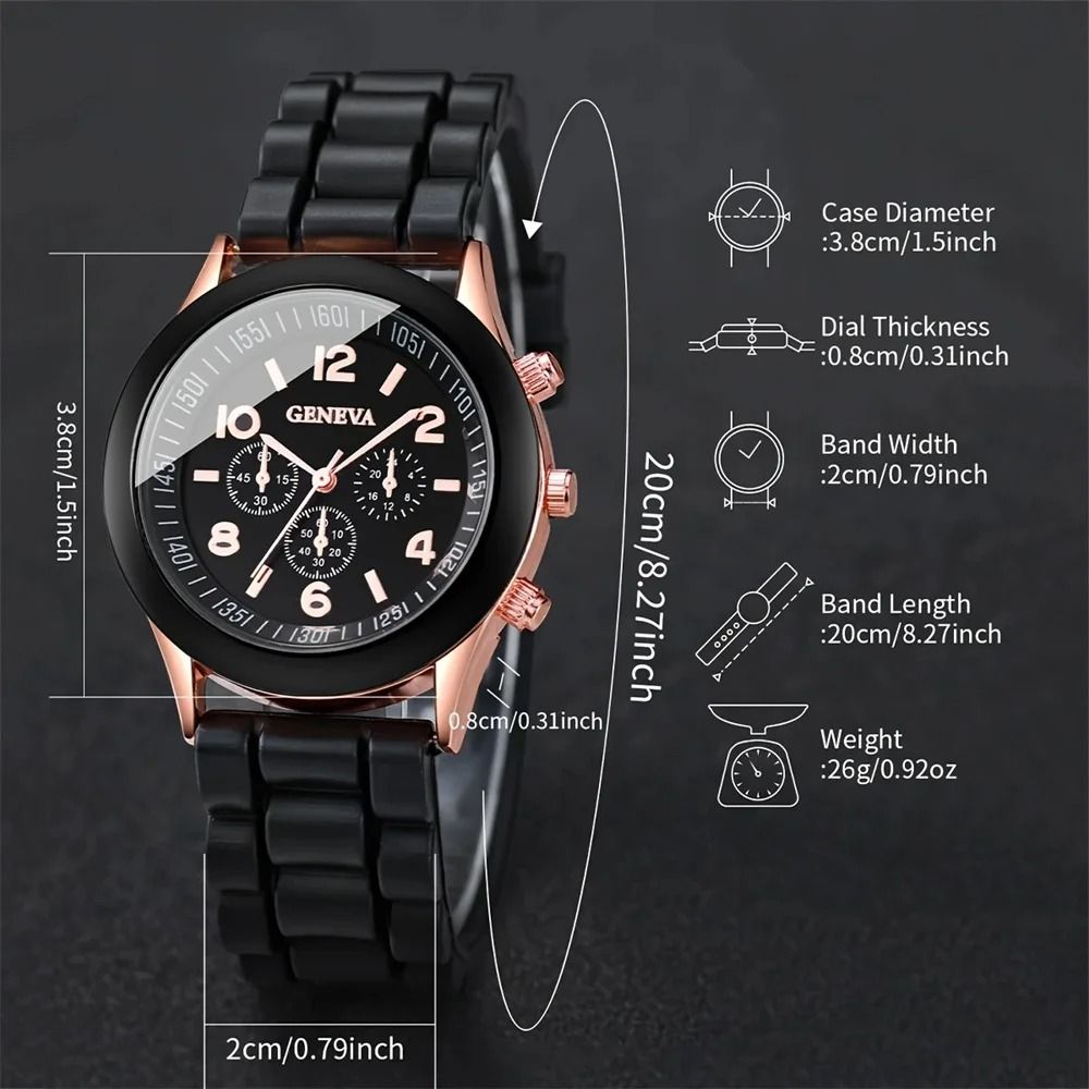 Luxury Couple Watch Set Quartz Matching Watches Silicone Strap Wristwatch Gift Set