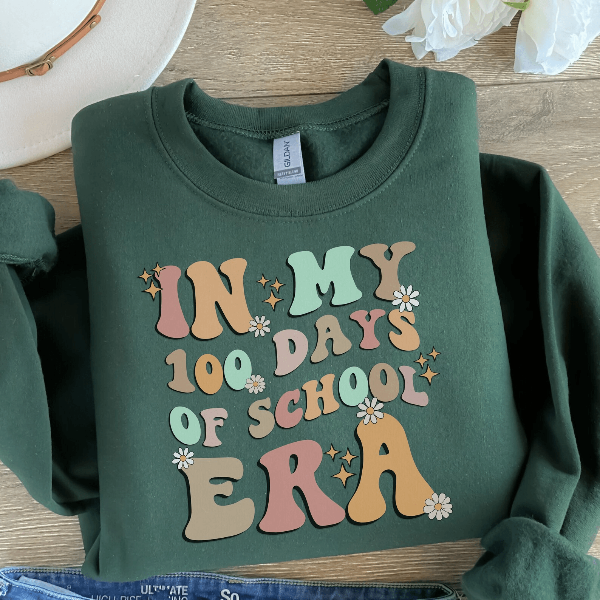 100 Days of School Sweatshirt Retro 100th Day Teacher Shirt Gift Tee