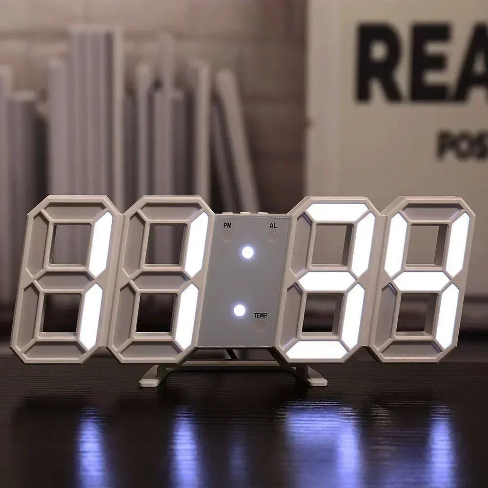 3D LED Digital Wall Clock – Modern Glow Night Mode Display Clock with Temperature & Alarm