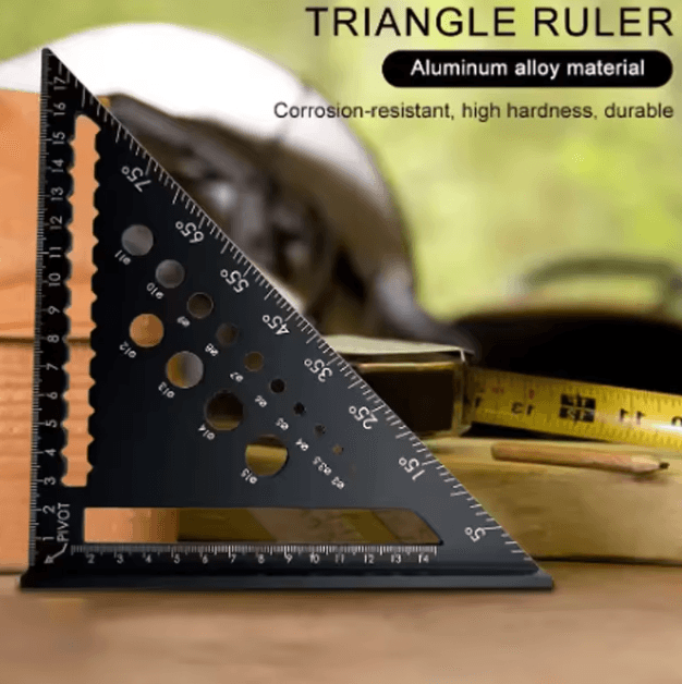 Aluminum Alloy Triangle Ruler Woodworking Angle Protractor Miter Square Measuring Tool