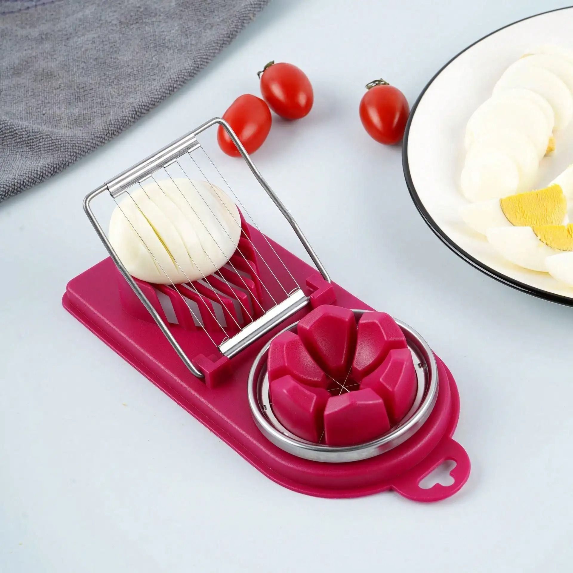 2 in 1 Egg Cutter With Stainless Steel Wire and PP Base