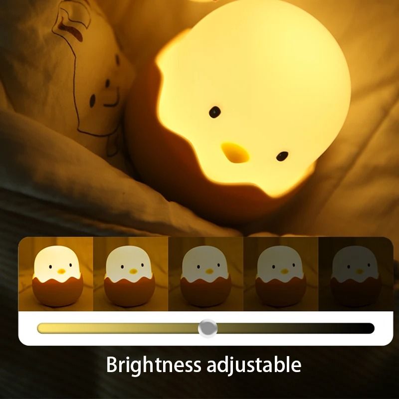 Cartoon Eggshell Chicken Touch Night Light Rechargeable LED Lamp