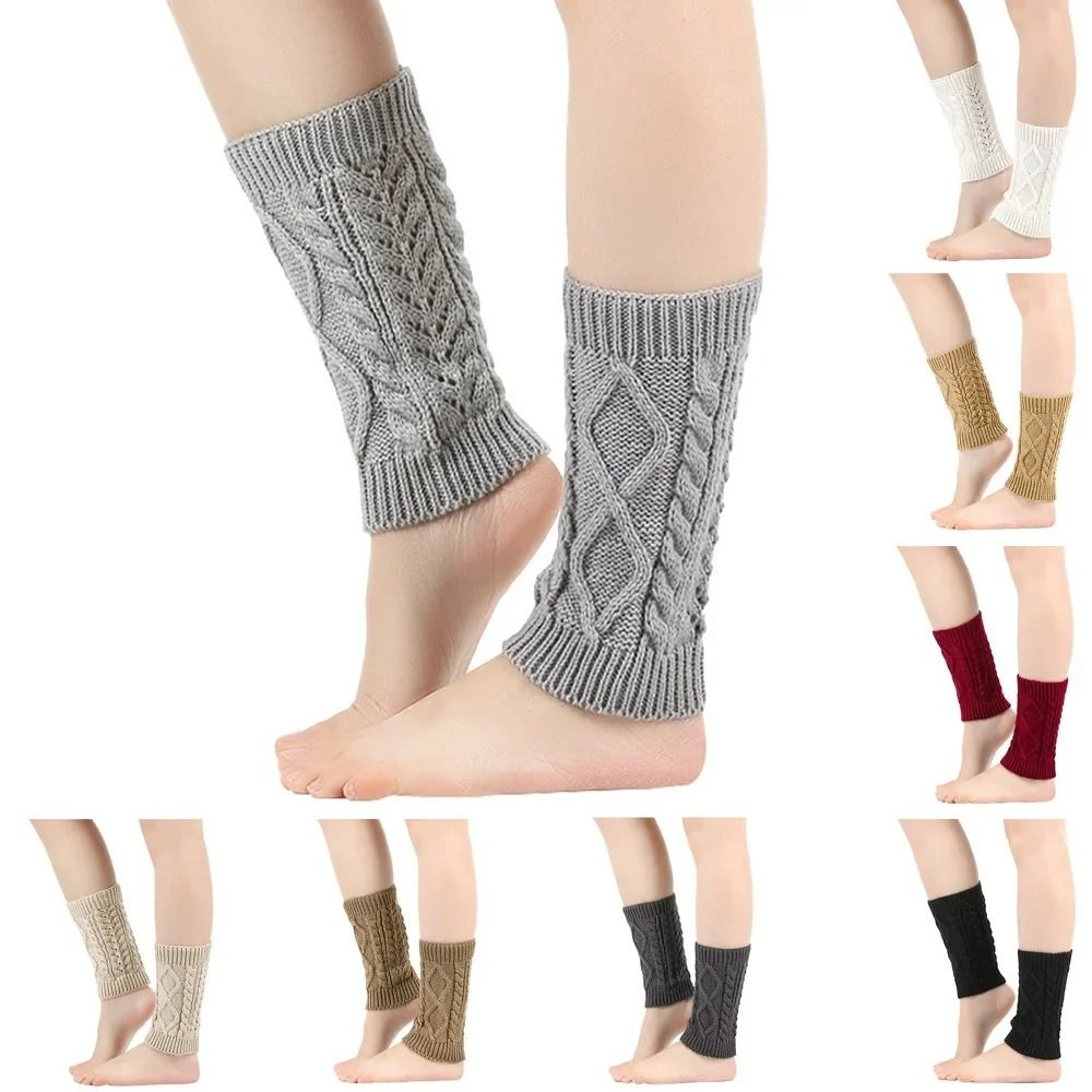 Cozy Knit Wool Leg Warmers for Ladies Ankle Boot Cuffs