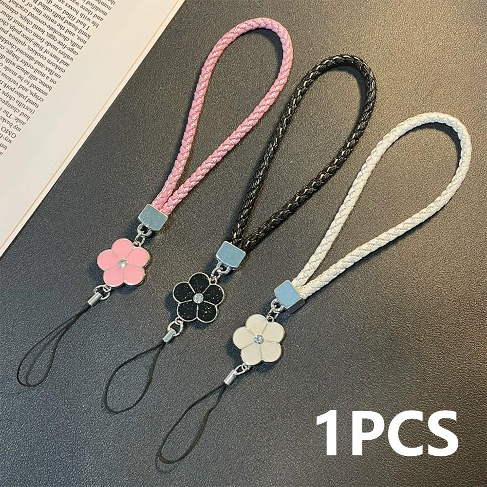 Colorful Small Flower Mobile Phone Lanyard, Solid Color Phone Wrist Strap for USB, ID Card Keychain Universal Accessory