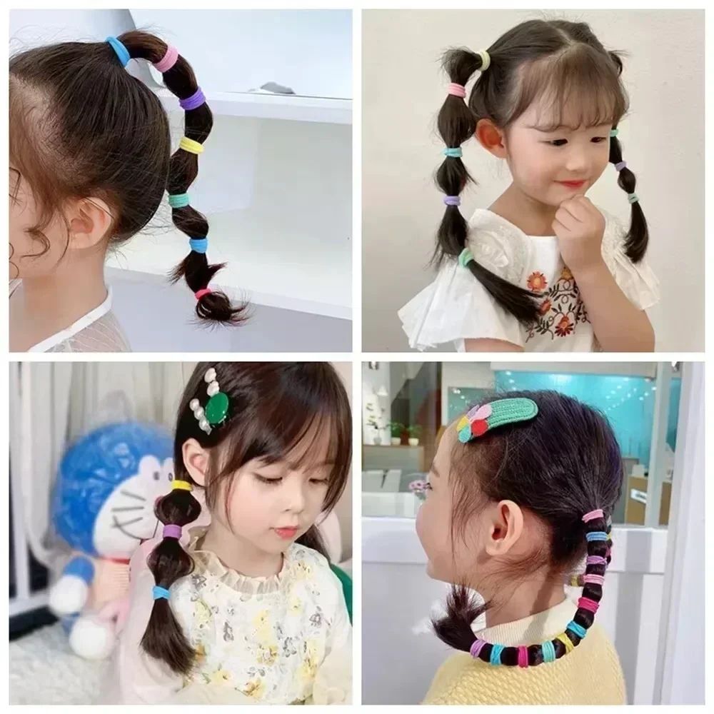 50 PC Colorful Nylon Elastic Hair Ties Set