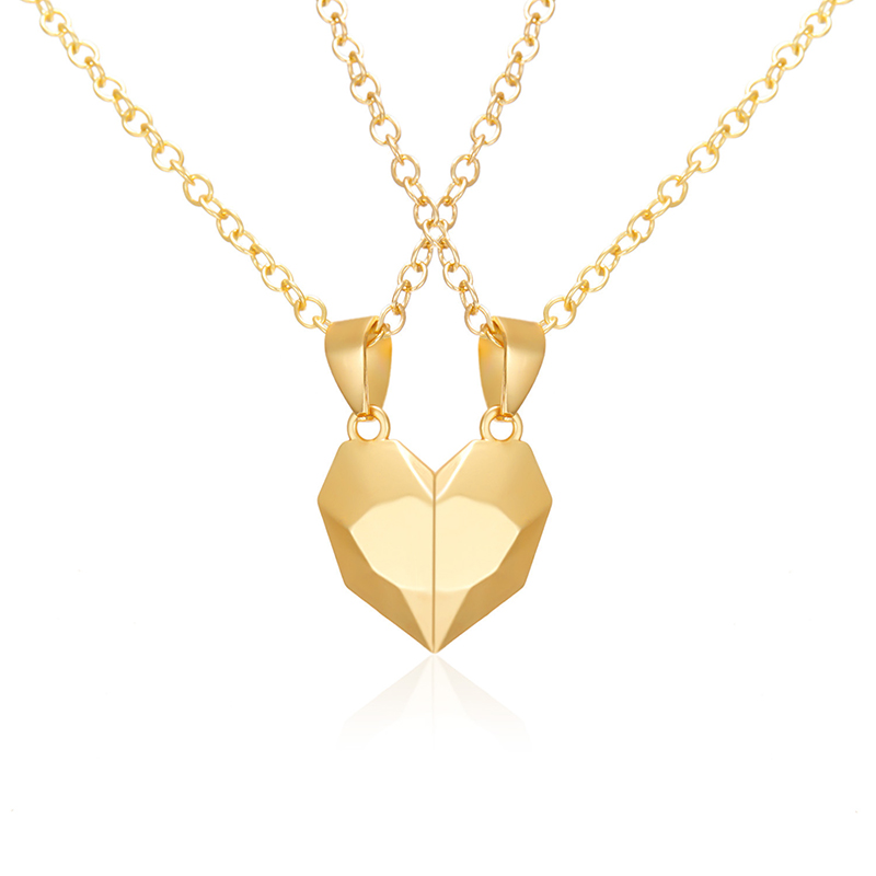 Magnetic Heart Couple Pendant Necklace Electrocardiogram Good Simple Quality Pendant Splicing Necklace Valentine's Day