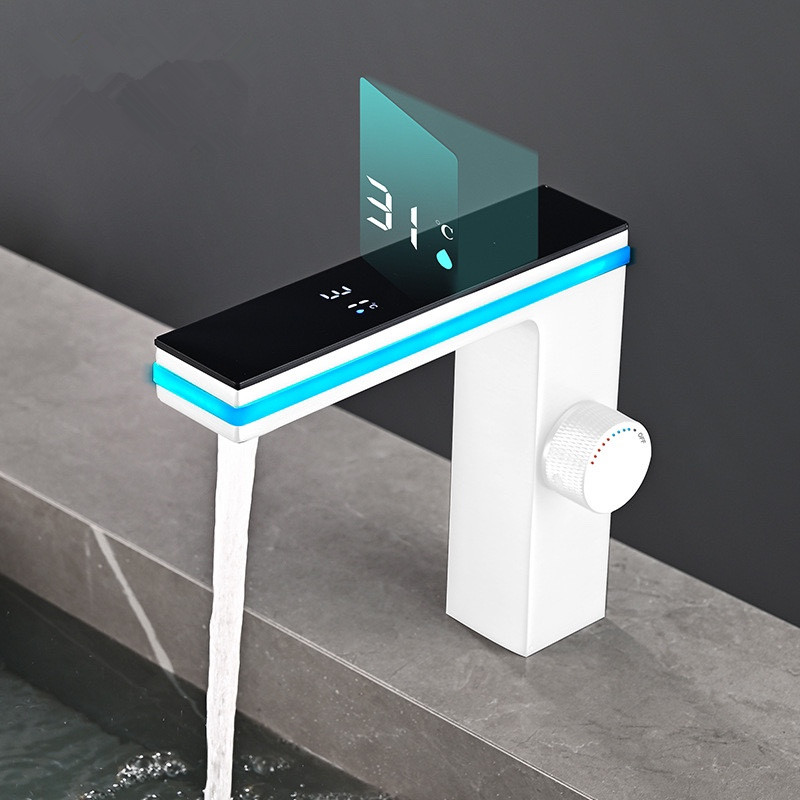 Smart LED Bathroom Sink Faucet with Temperature Display and Brass Mixer Tap