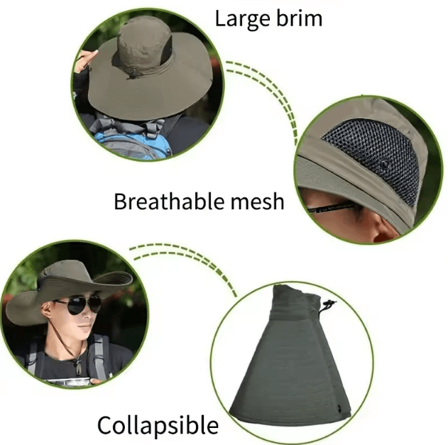 Breathable Mesh Sun Hat with Neck Flap UV Protection Fishing & Hiking Cap