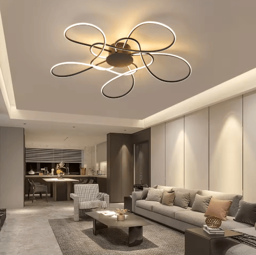 Modern LED Chandelier Ceiling Light Chrome & Gold Luxury Fixture for Living Room