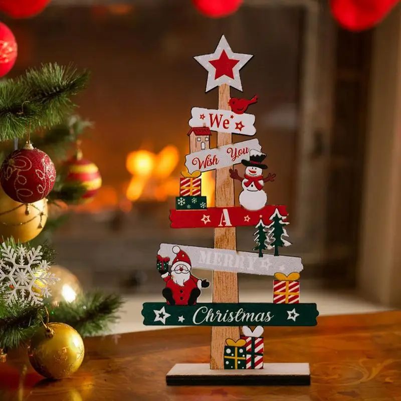 DIY Wooden Santa Christmas Tree Desktop Decoration