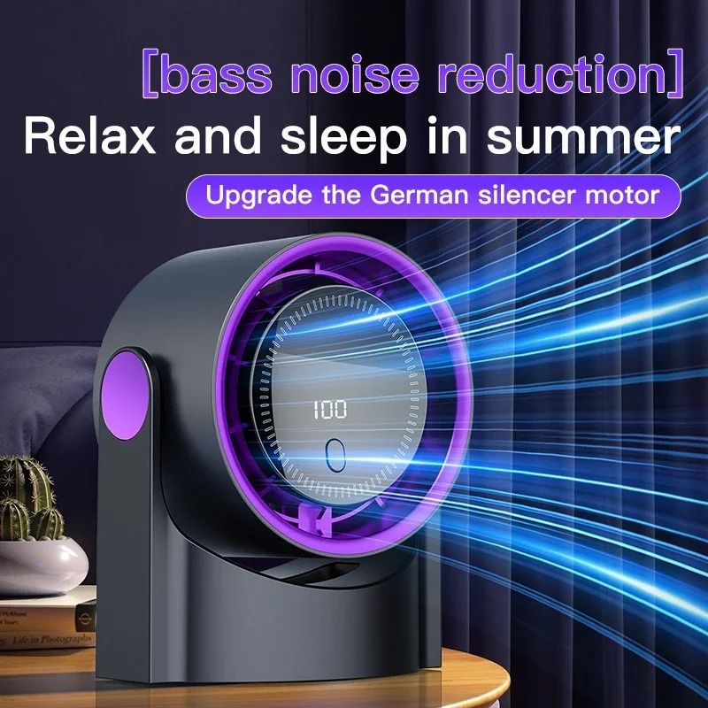 Portable Bladeless Desk Fan with Digital Display and USB Recharge