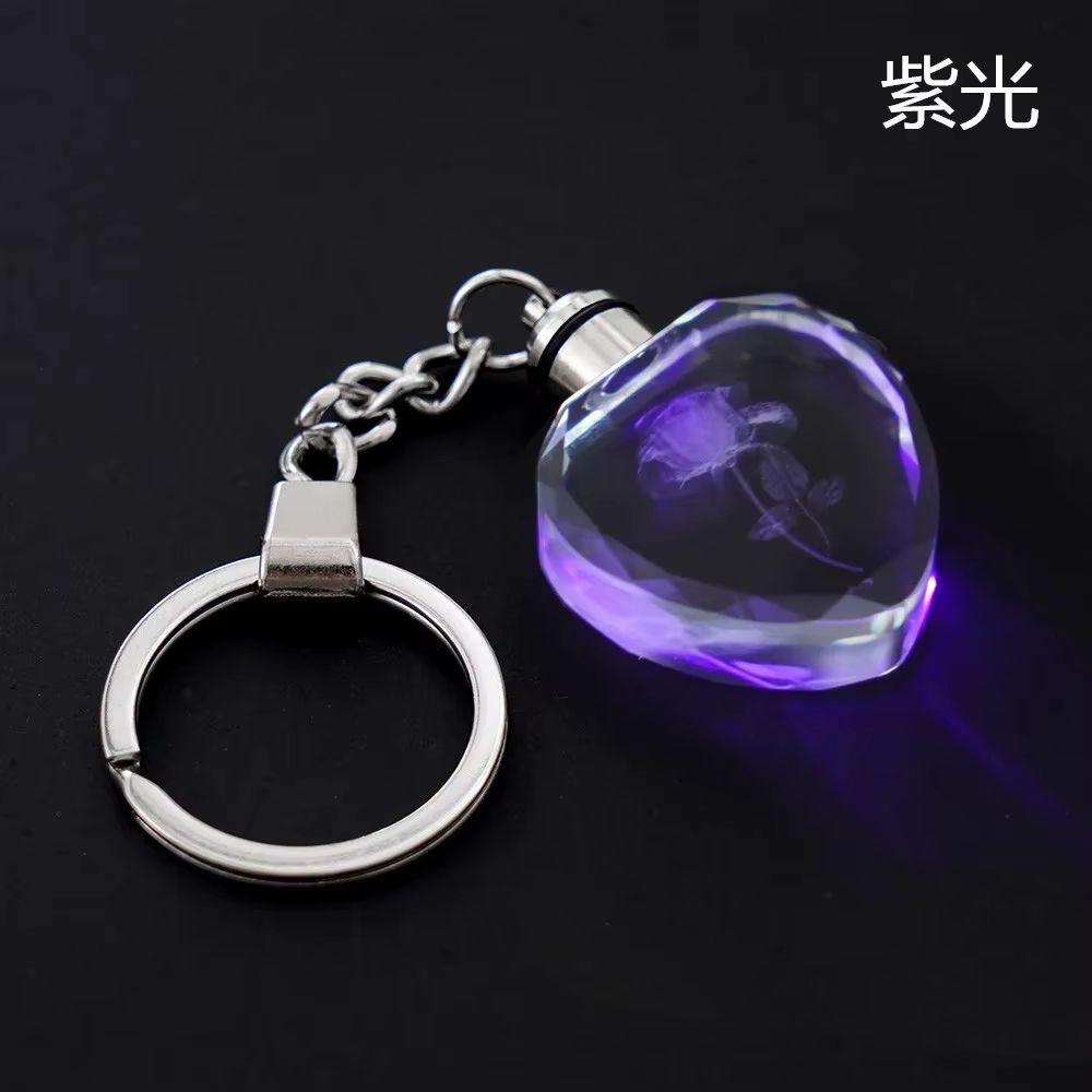 Fairy Rose Heart Crystal LED Keychain Lover Gift Bag Charm