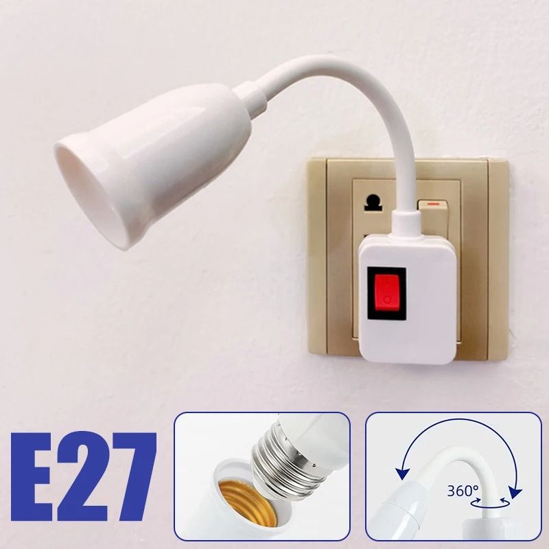 Direct Plug In E27 Lamp Holder with Switch for LED Bulbs and Table Lamps