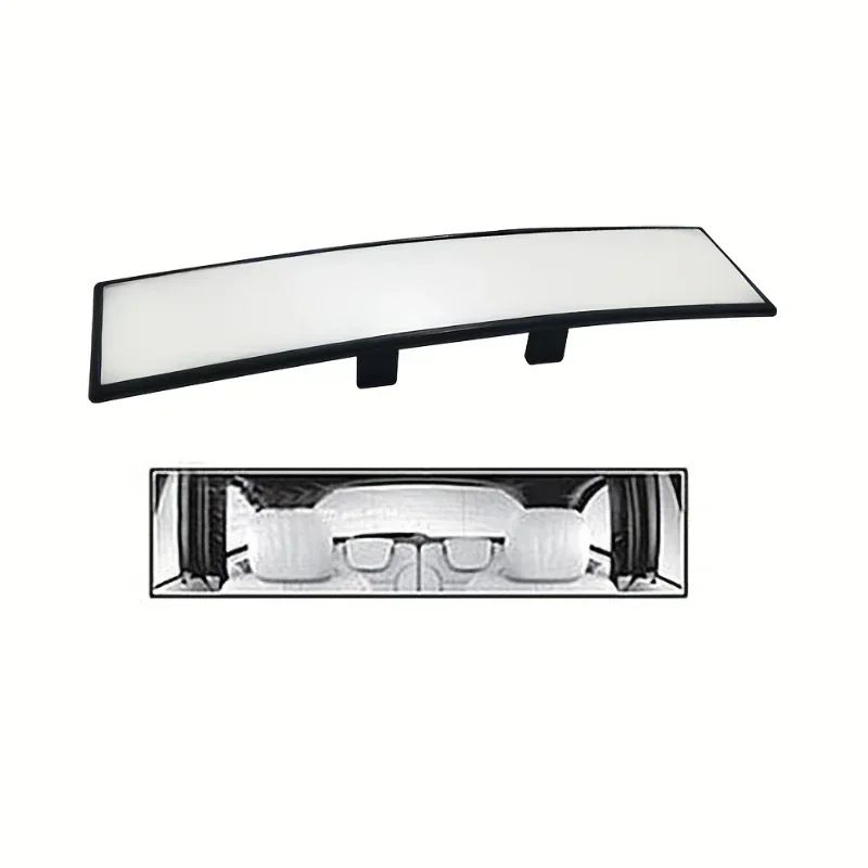 Panoramic Wide Angle Clip-On Rearview Mirror (White), Anti-Glare, Blind-Spot Reducing Interior Mirror