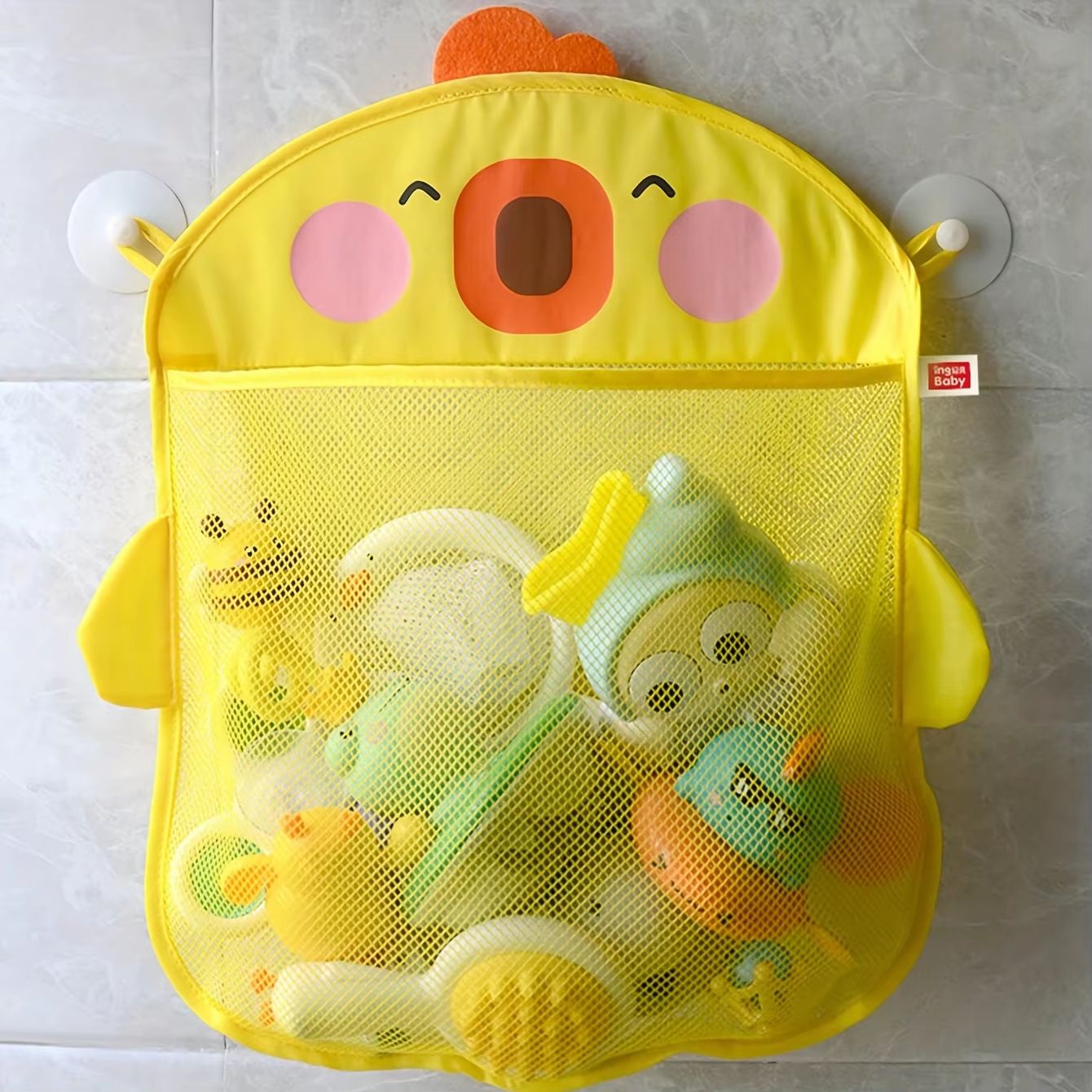 Quick Dry Cartoon Bathroom Storage Bag with Suction Cup for Bath Toys