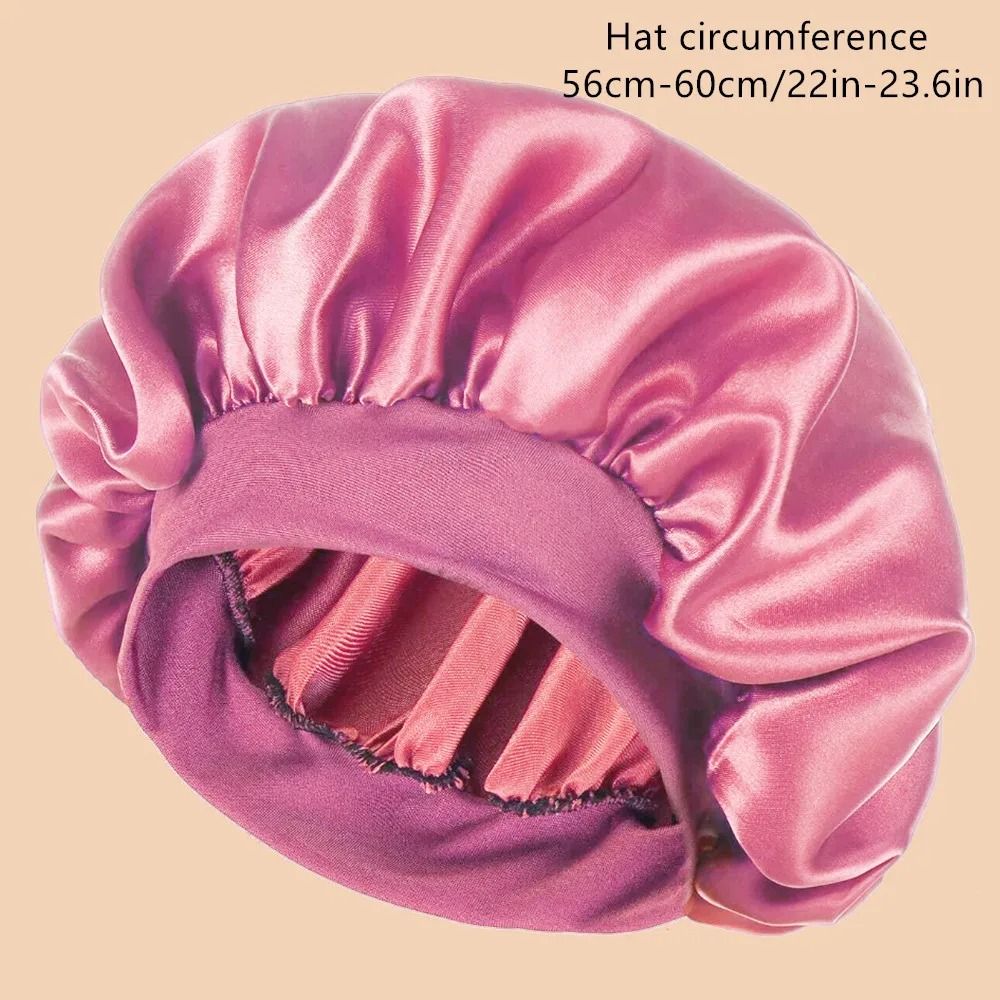 Women Satin Shower Cap Wide Brim Bonnet