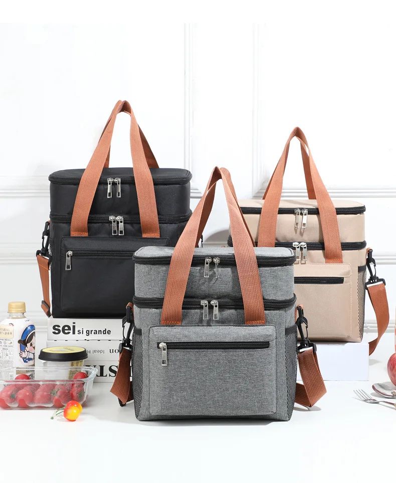 Double Layer Large Capacity Thermal Lunch Bag