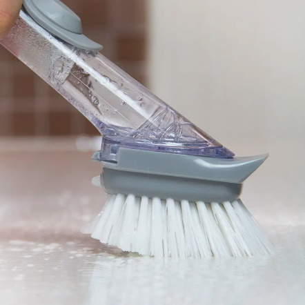 Efficient Kitchen Scrub Brush Set With Soap Dispenser