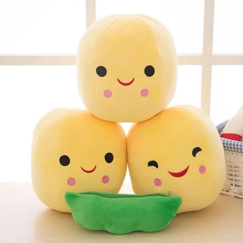 Plush Pea Pod Toy for Kids 25cm Soft Plant Pillow Gift