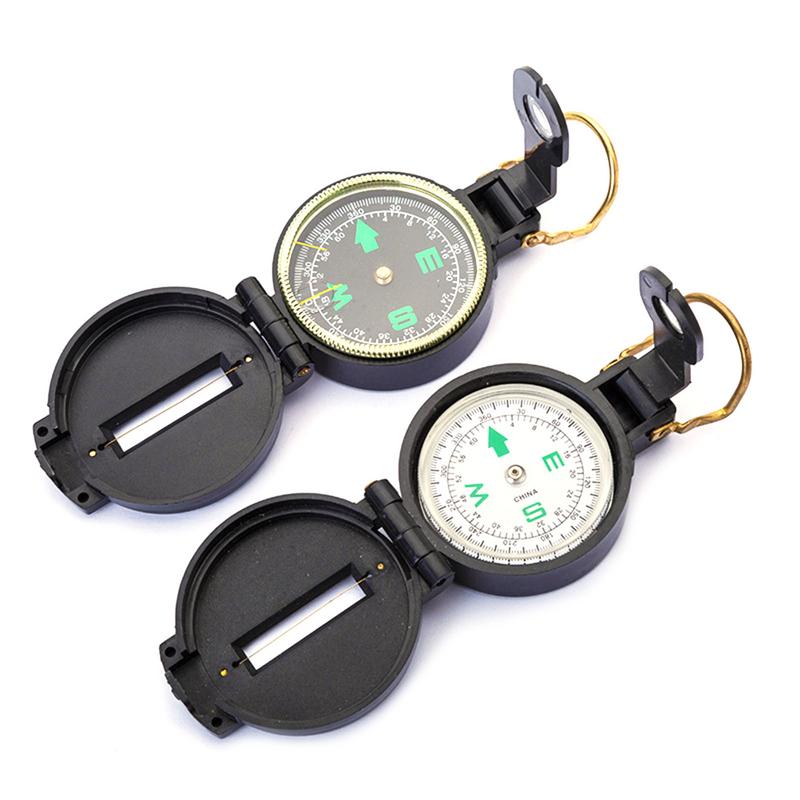 Portable Green Folding Lens Compass  Multifunctional Outdoor Gadget for Hiking, Camping, and Sports
